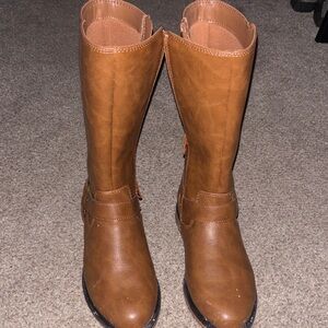 Kids Tan Knee-High Boots